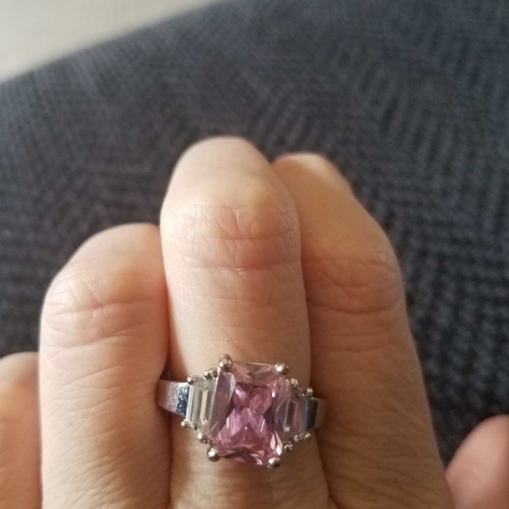 Pink CZ diamond ring size 8